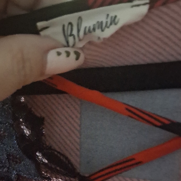 Red and Black Plaid Long Sleeve Top with Lace Trim - Picture 3 of 4